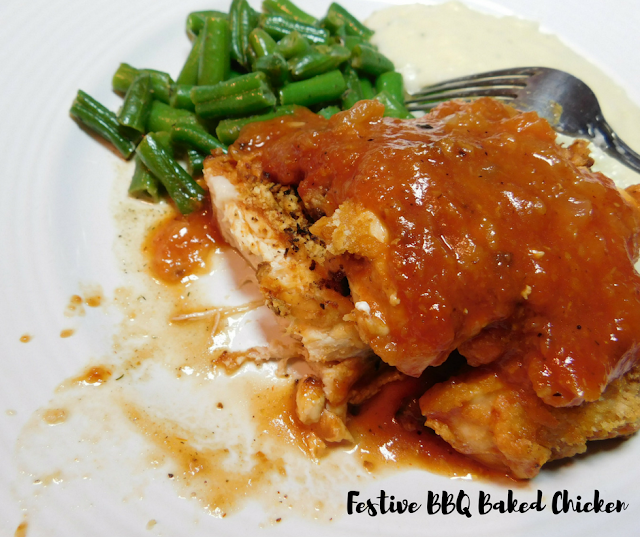 Easy Festive BBQ Baked Chicken #recipe #MerryMeals #ad